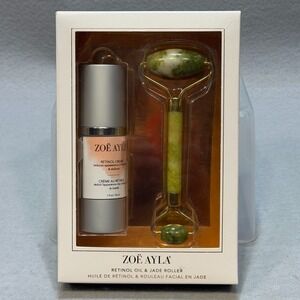 Zoë Ayla Retinol Oil & Jade Roller Facial Skincare Gift Set New In Box